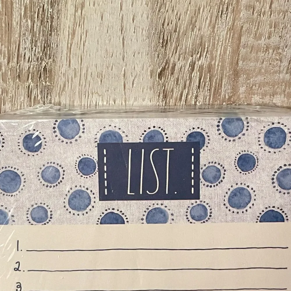 NWT Rae Dunn 2 Pc NOTEPAD / LIST Notepad Set Ivory PInk Blue Printed 140 Sheets